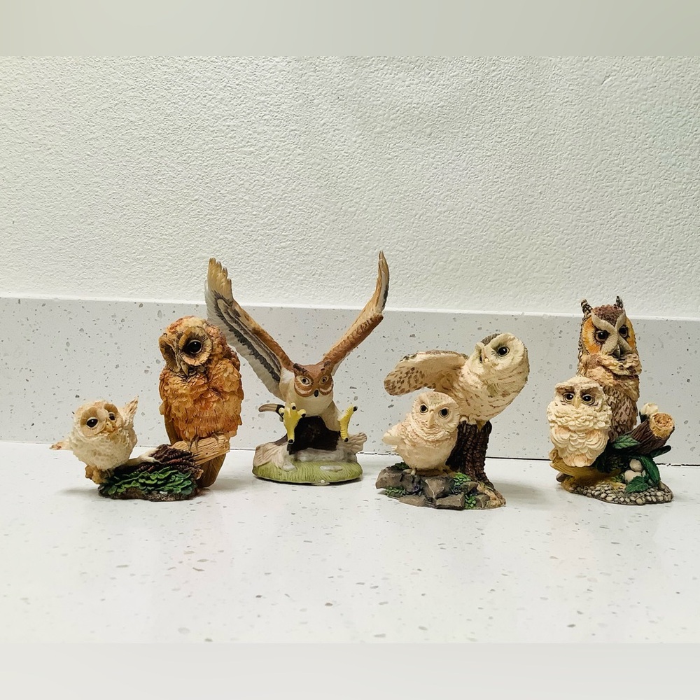 Owl Porcelain Figurines Total of 4